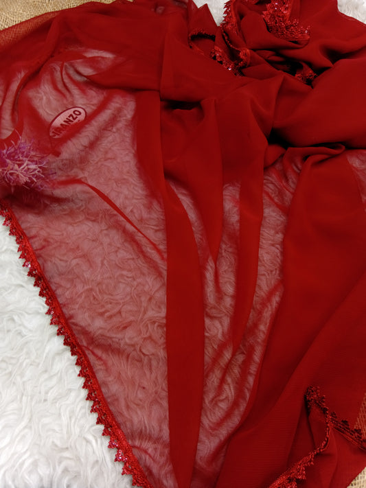 Chiffon Dupatta - Four Side Lace