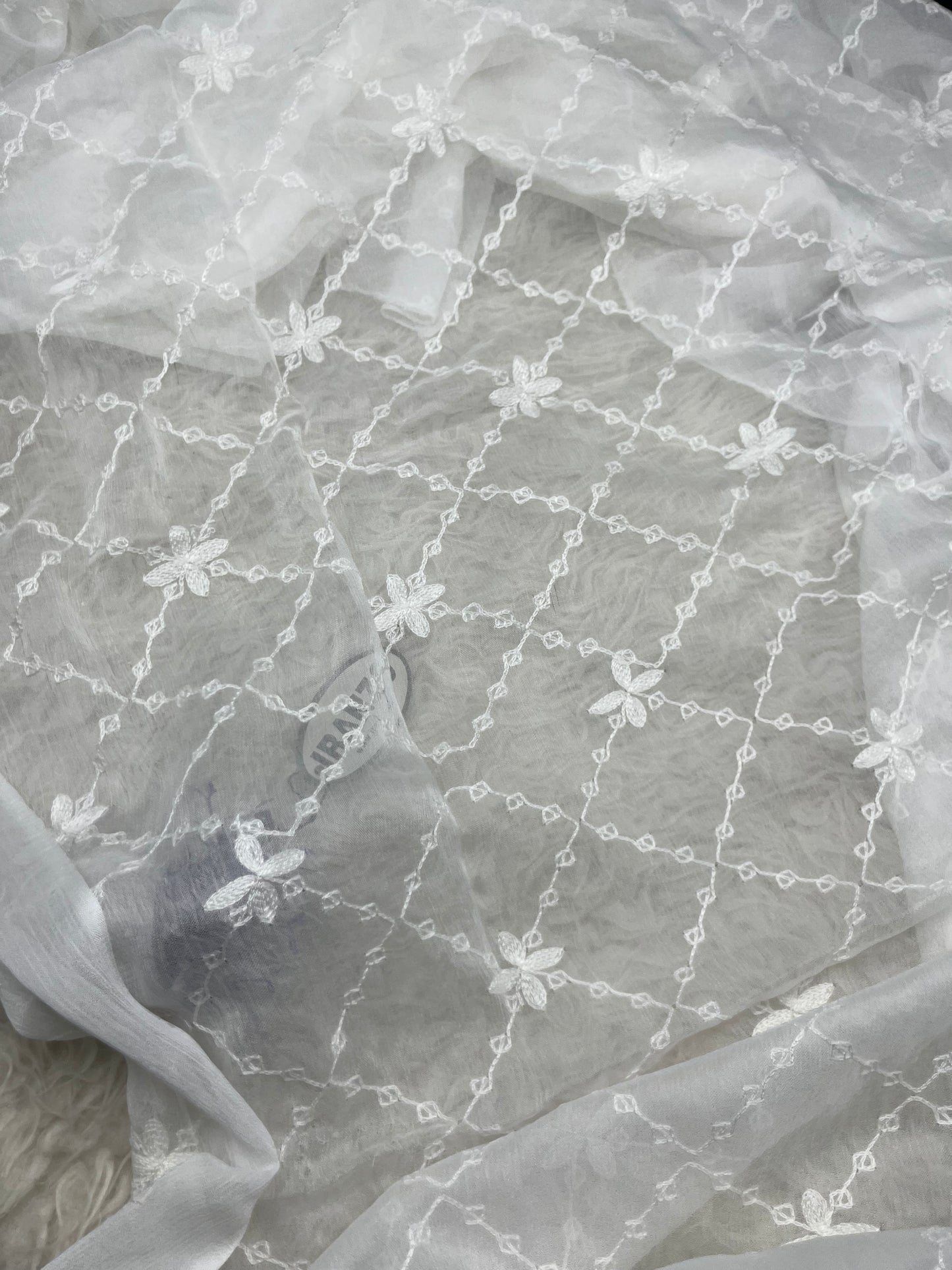 Dyeable Embroidered Chiffon Dupatta Just In