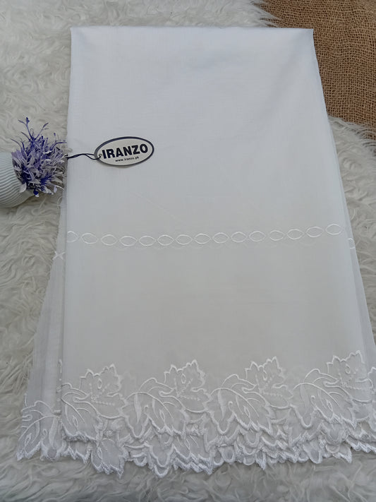 Elegant Two Side Embroidered Paper Cotton Dyeable Dupatta Just In