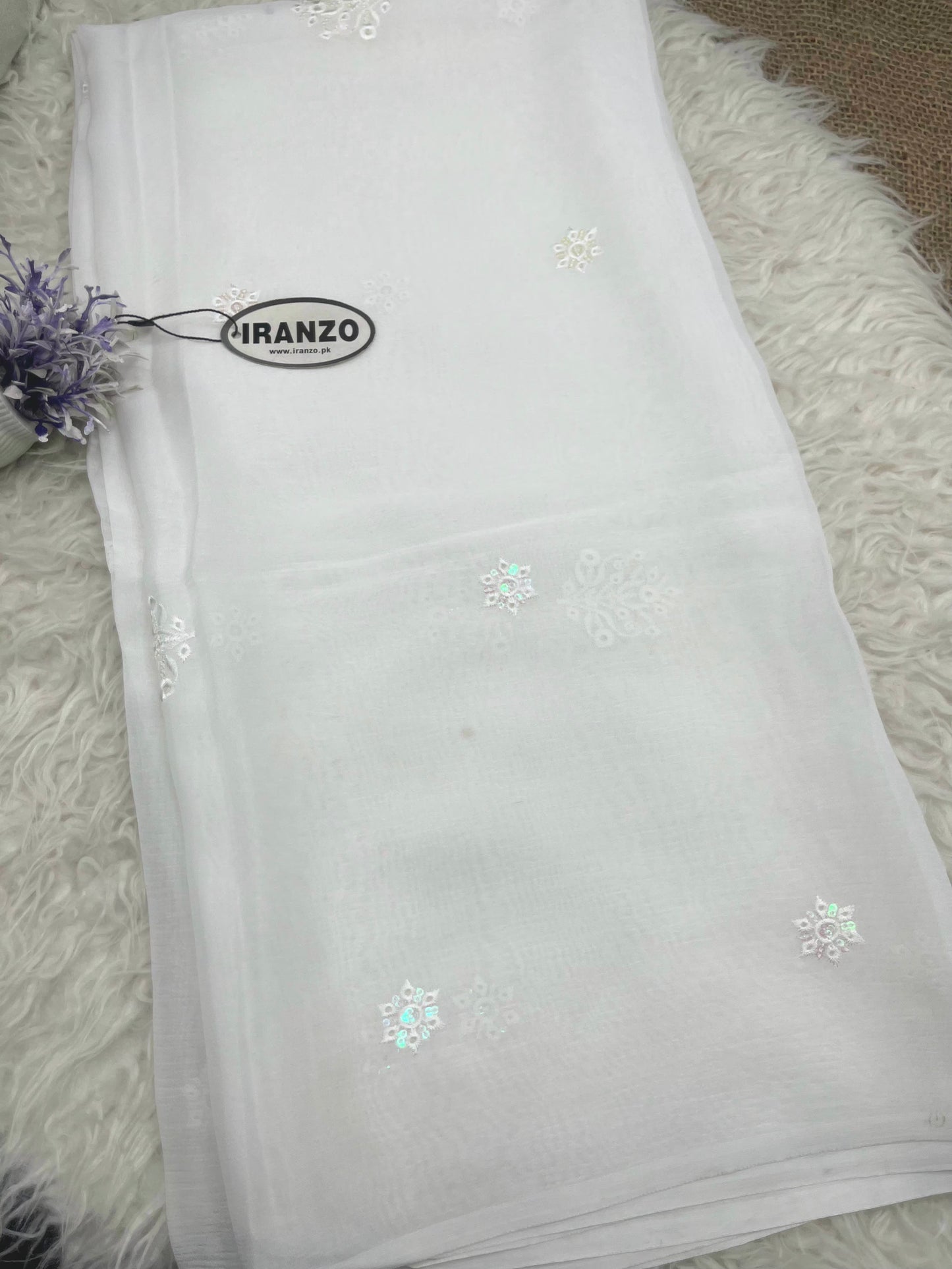 Dyeable Embroidered Sequence Chiffon Dupatta Just In