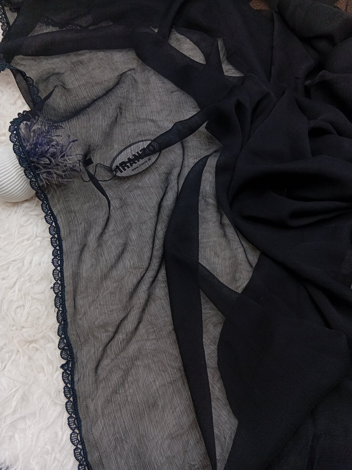 Black Chiffon Dupatta Four Side Lace Just In