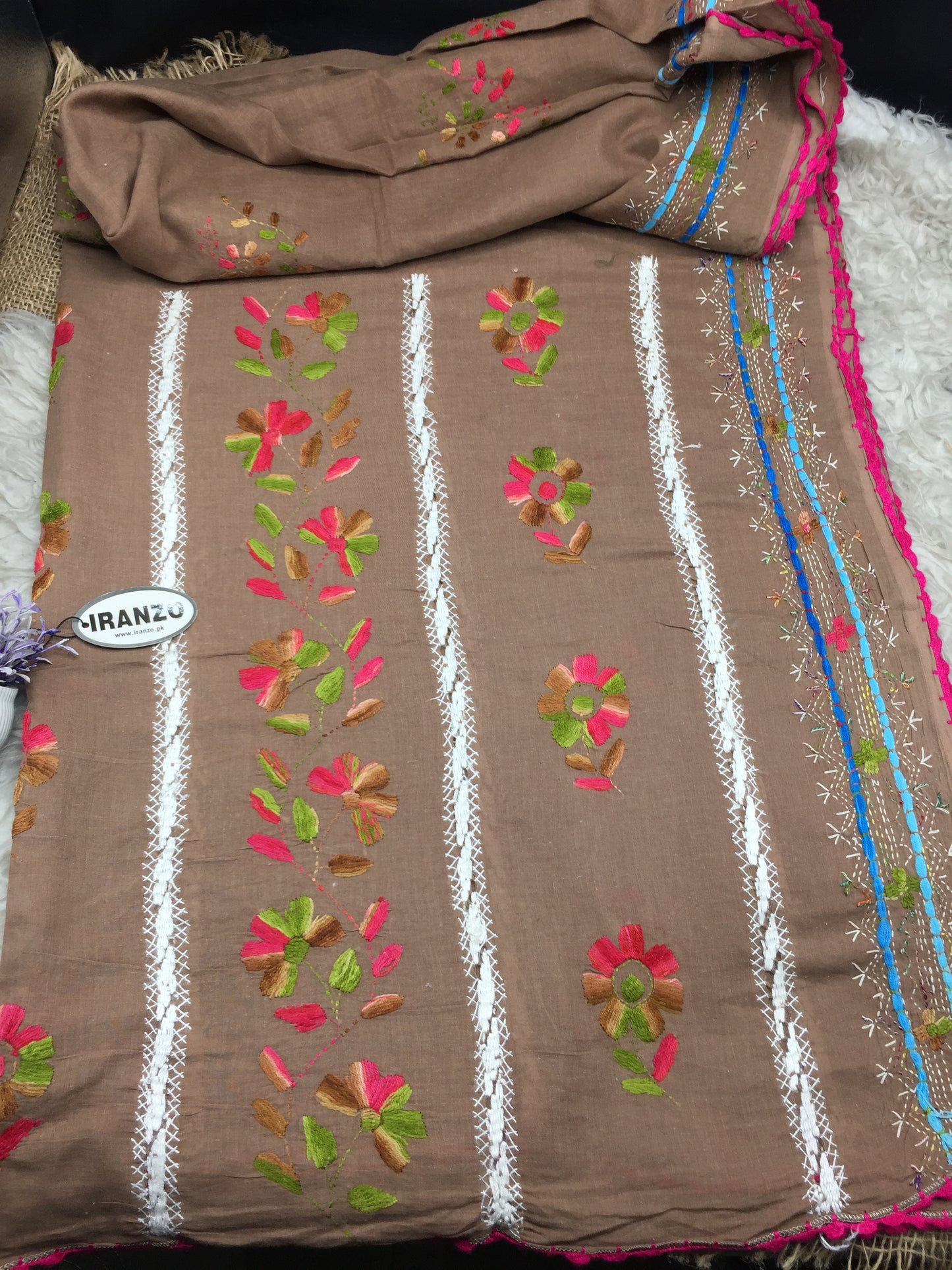 Hand Embroidered Lawn Shawl
