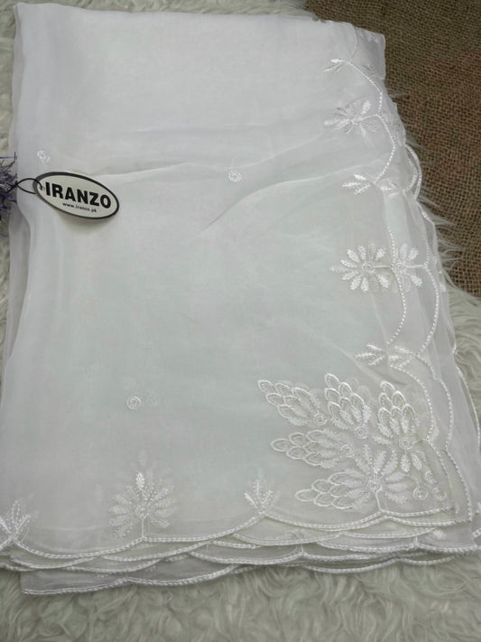 Four Side Border Dyeable Embroidered Chiffon Dupatta 2.75Y Just In