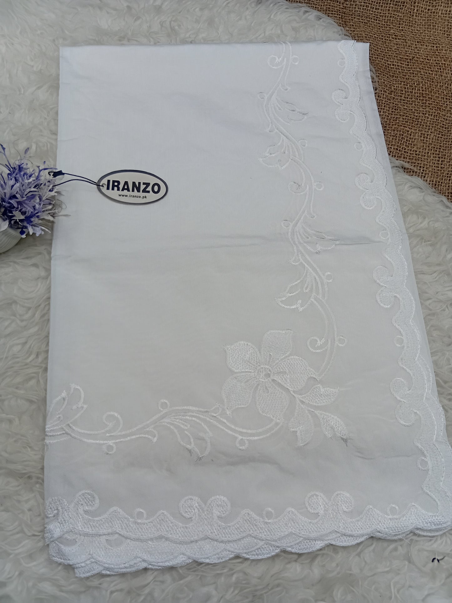 Elegant Four Side Embroidered Paper Cotton Dyeable Dupatta Just In