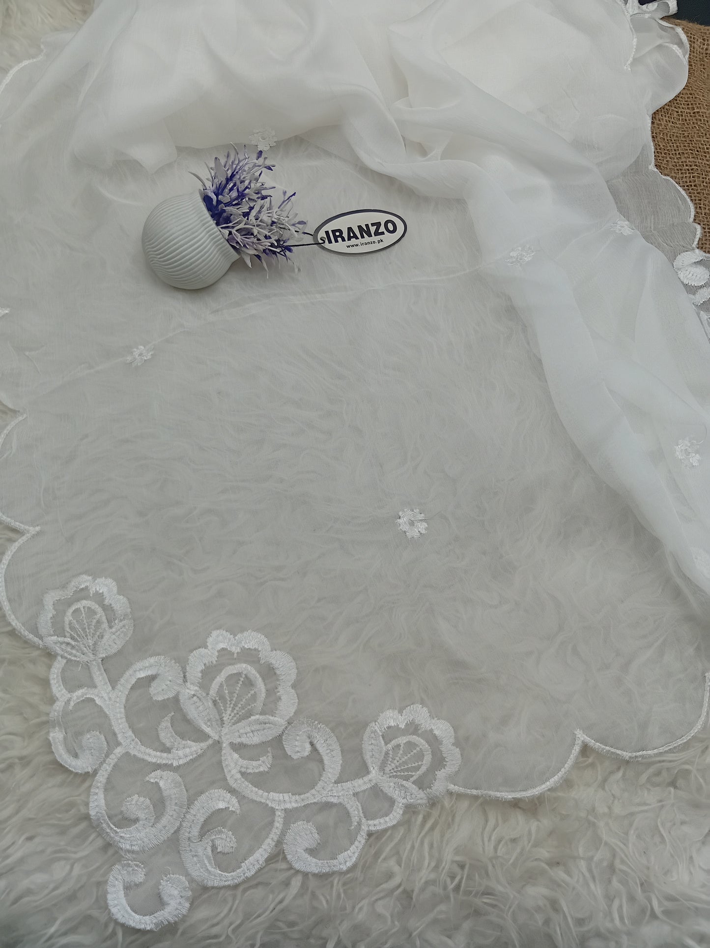 Dyeable Embroidered Chiffon Dupatta Just In