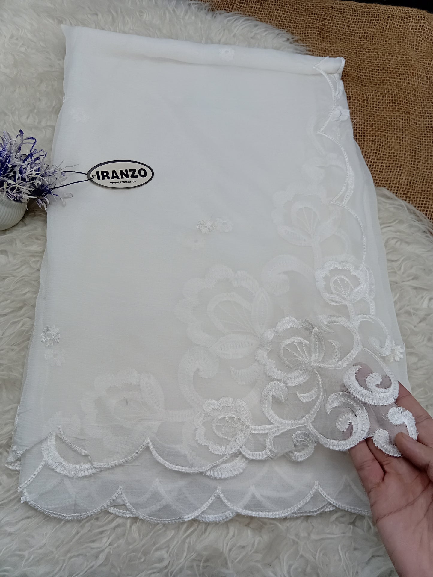 Dyeable Embroidered Chiffon Dupatta Just In