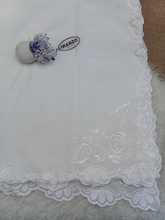 Elegant Four Side Embroidered Paper Cotton Dyeable Dupatta Just In