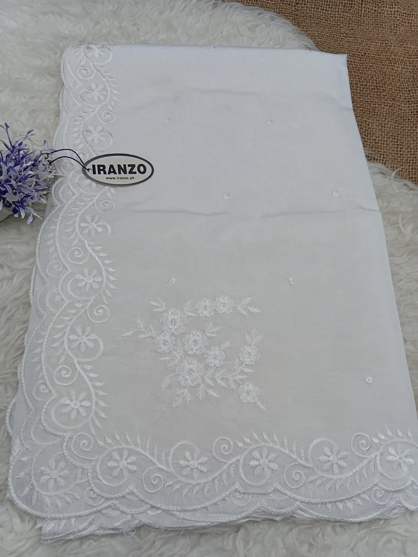 Elegant Four Side Embroidered Paper Cotton Dyeable Dupatta Just In