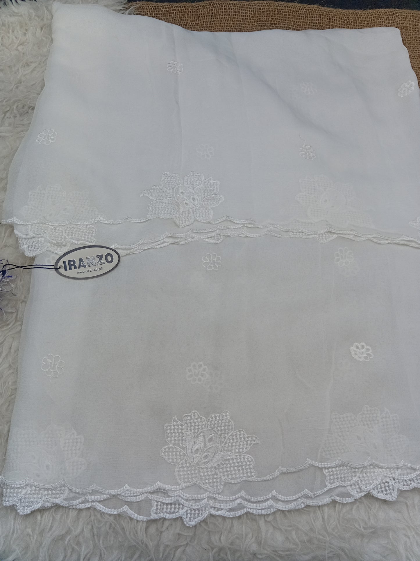Two Side Border Dyeable Embroidered Chiffon Dupatta Just In