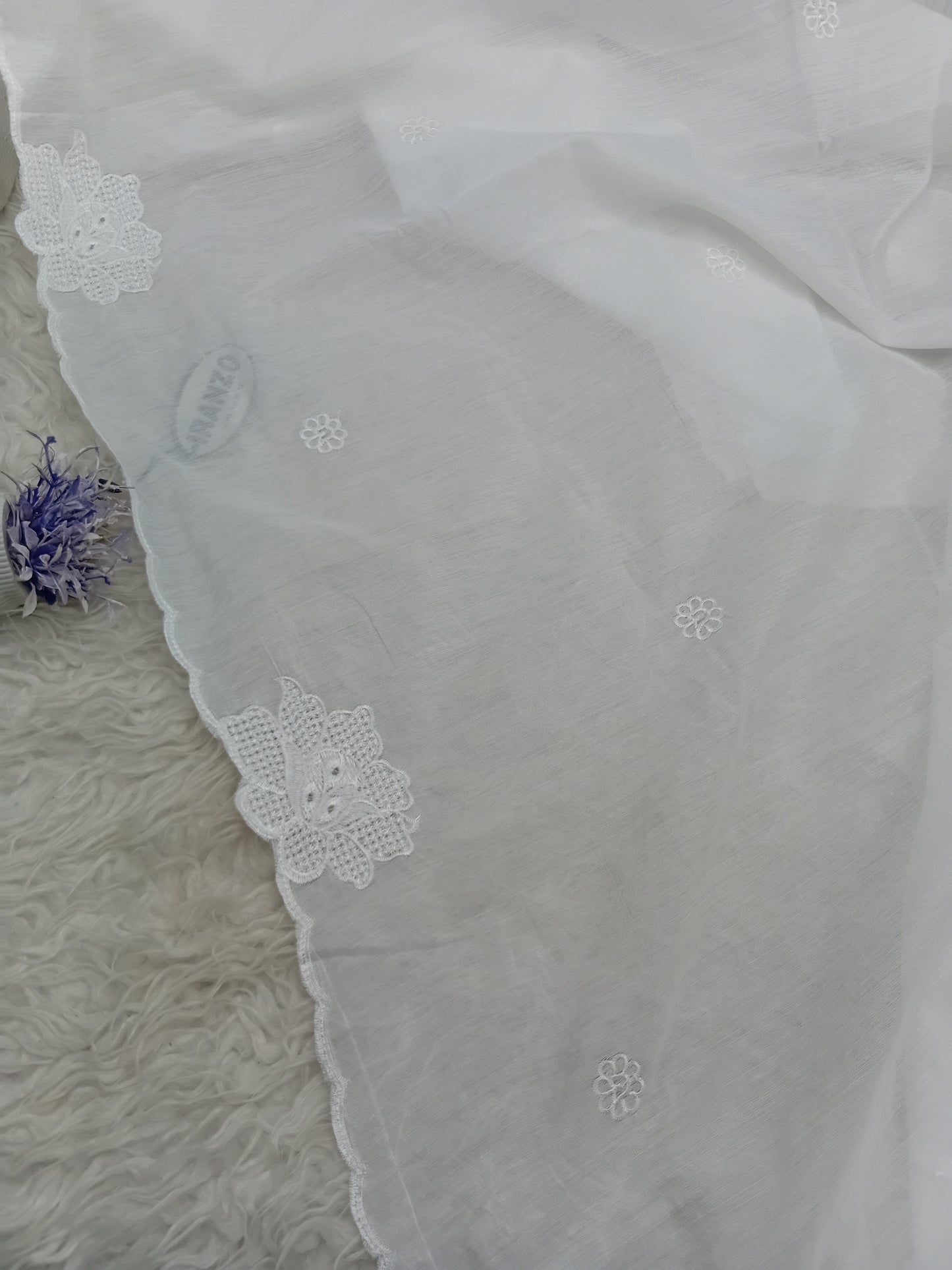 Elegant Two Side Embroidered Paper Cotton Dyeable Dupatta Just In