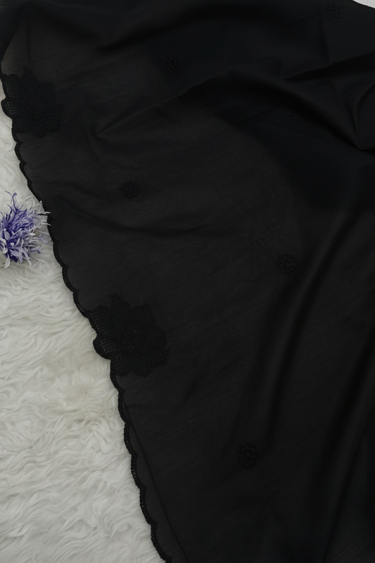 Elegant Two Side Embroidered Paper Cotton Dyed  Dupatta Just In