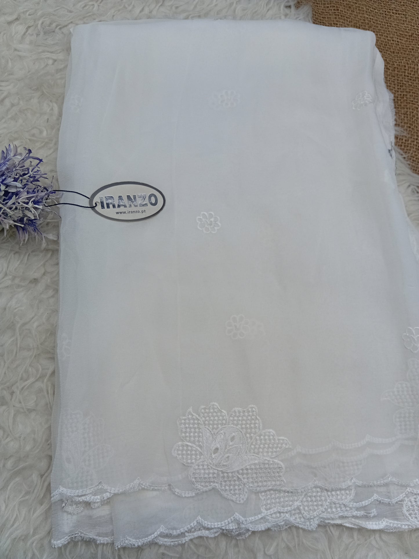 Two Side Border Dyeable Embroidered Chiffon Dupatta Just In