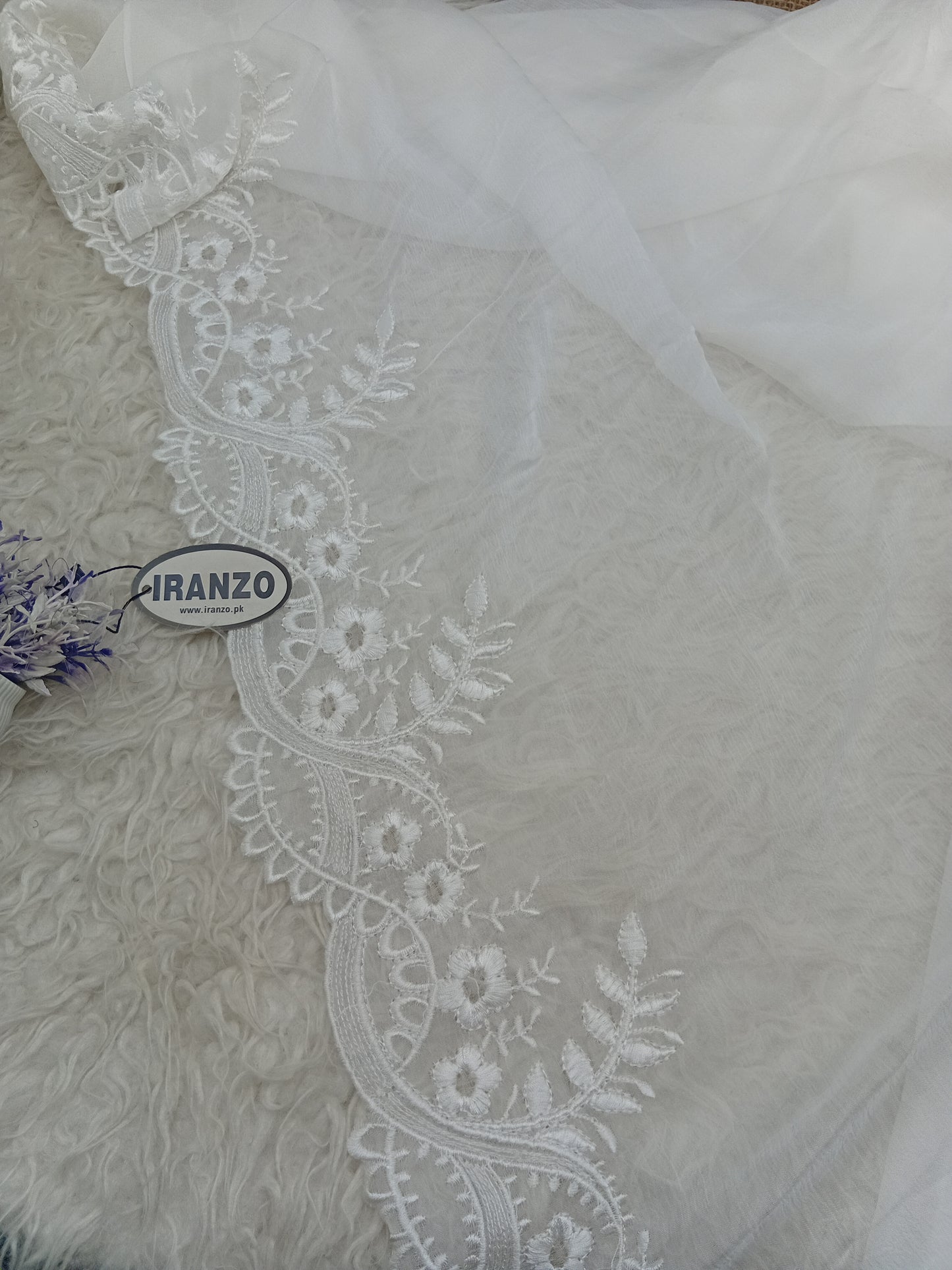 Two Side Border Dyeable Embroidered Chiffon Dupatta Just In