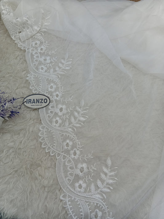 Two Side Border Dyeable Embroidered Chiffon Dupatta Just In