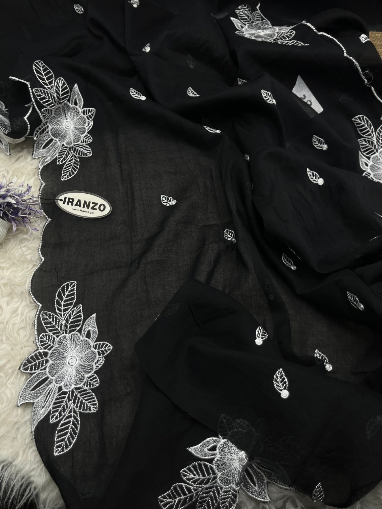 Embroidered Two Side Border Lawn Voil Dupatta Just In