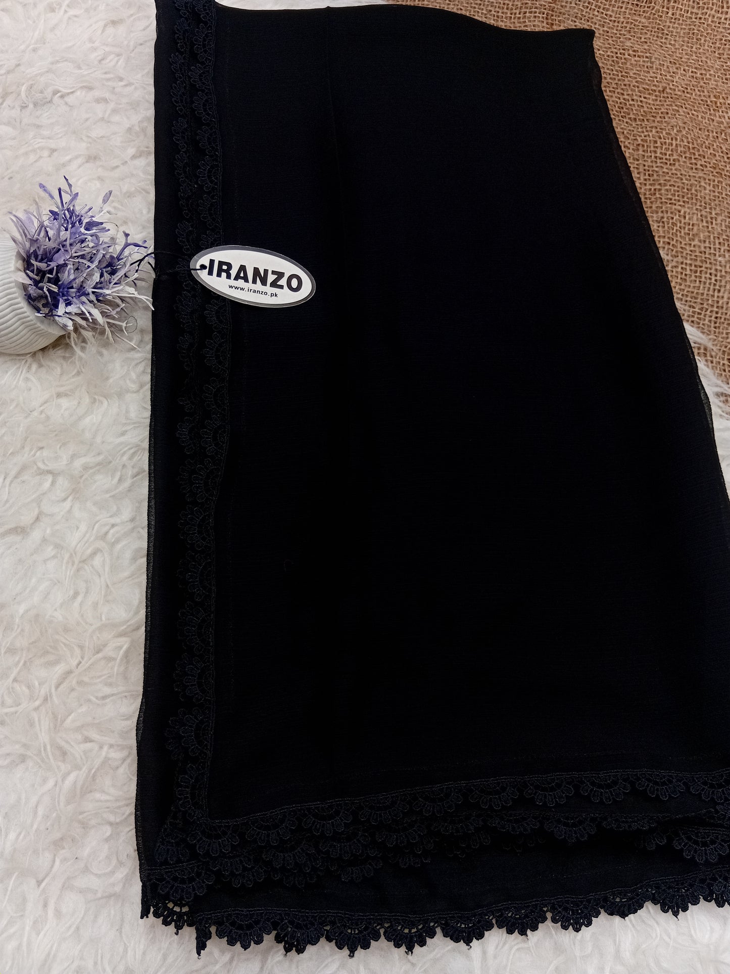 Black Chiffon Dupatta Four Side Lace Just In