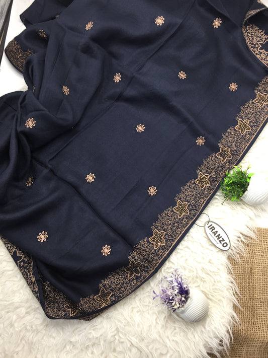 Embroidered Winter Shawl with stone embellishment