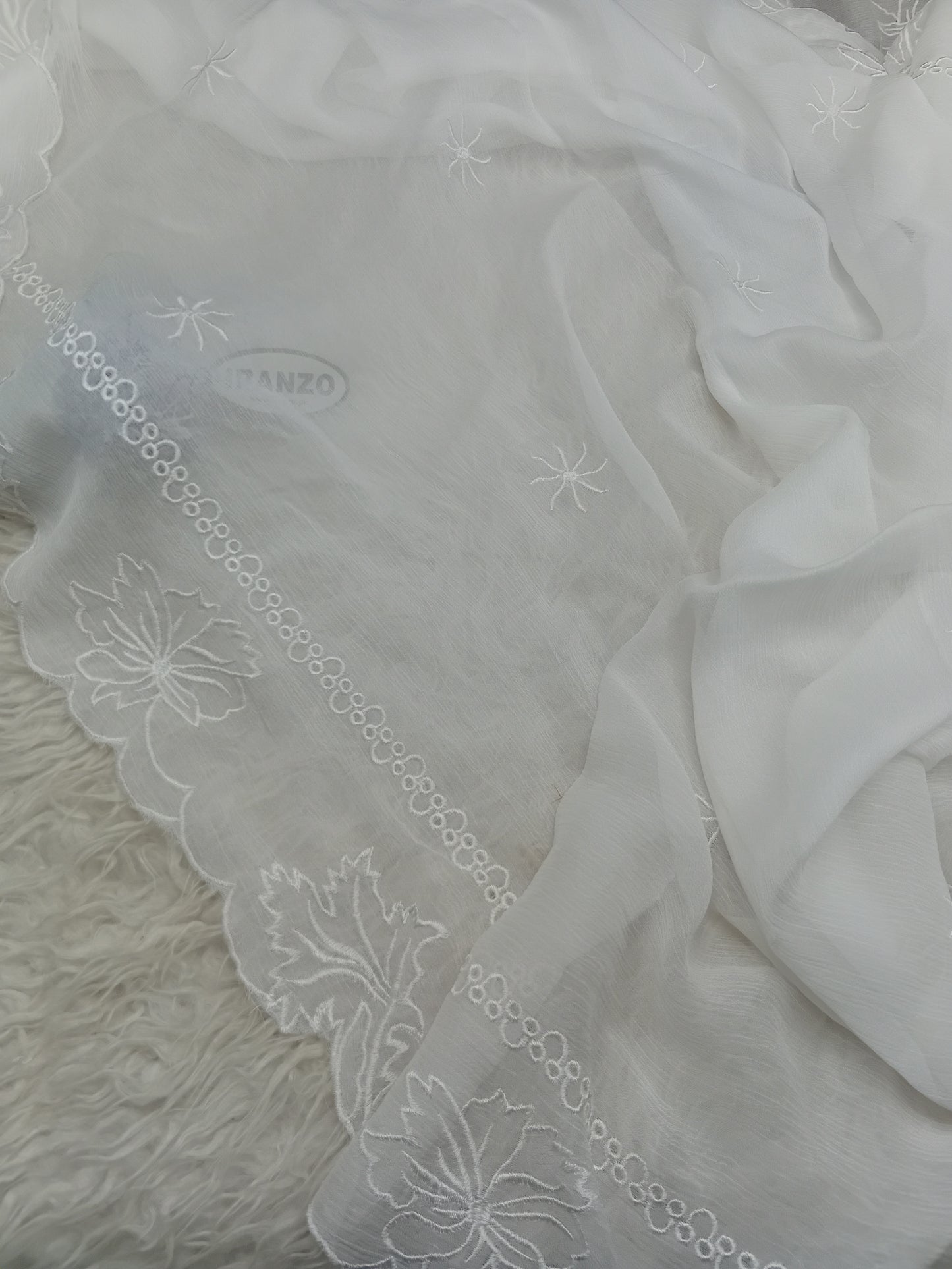 Two Side Border Dyeable Embroidered Chiffon Dupatta Just In