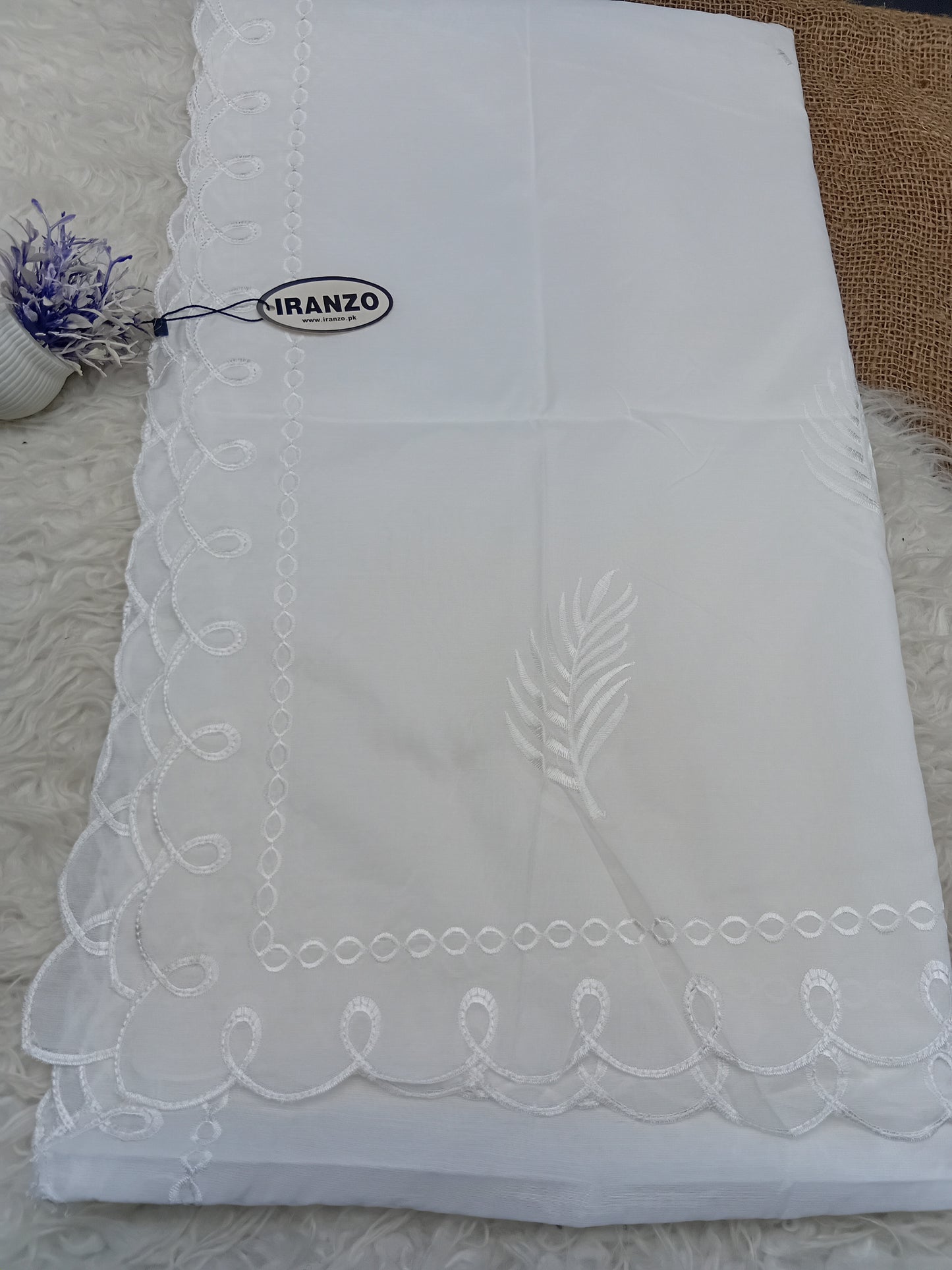 Elegant Four Side Embroidered Paper Cotton Dyeable Dupatta Just In