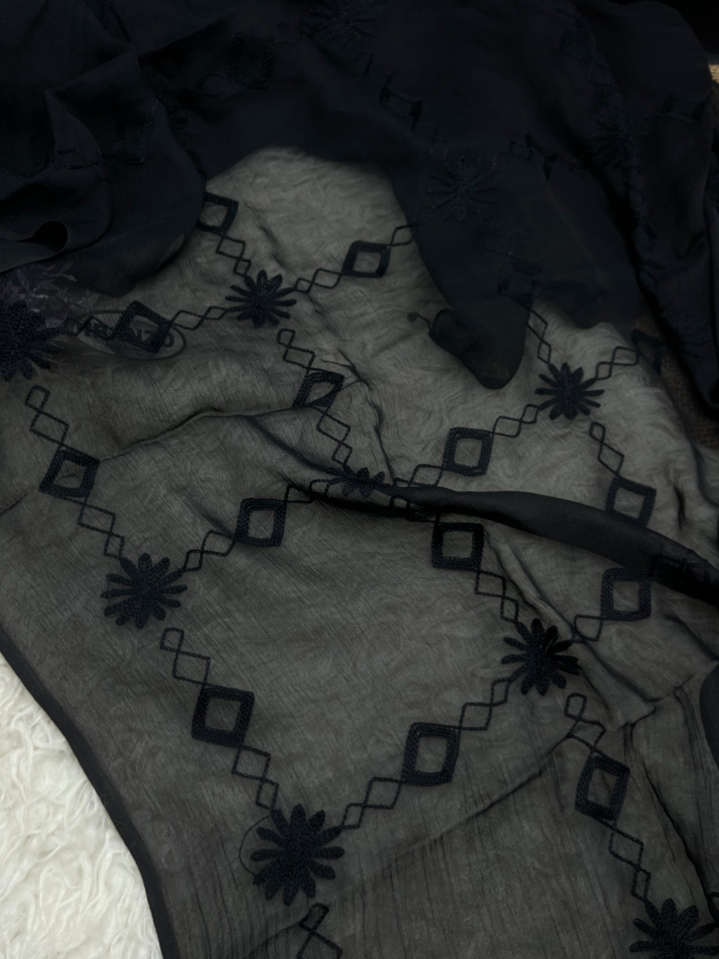 Dyeable Embroidered Chiffon Dupatta Just In