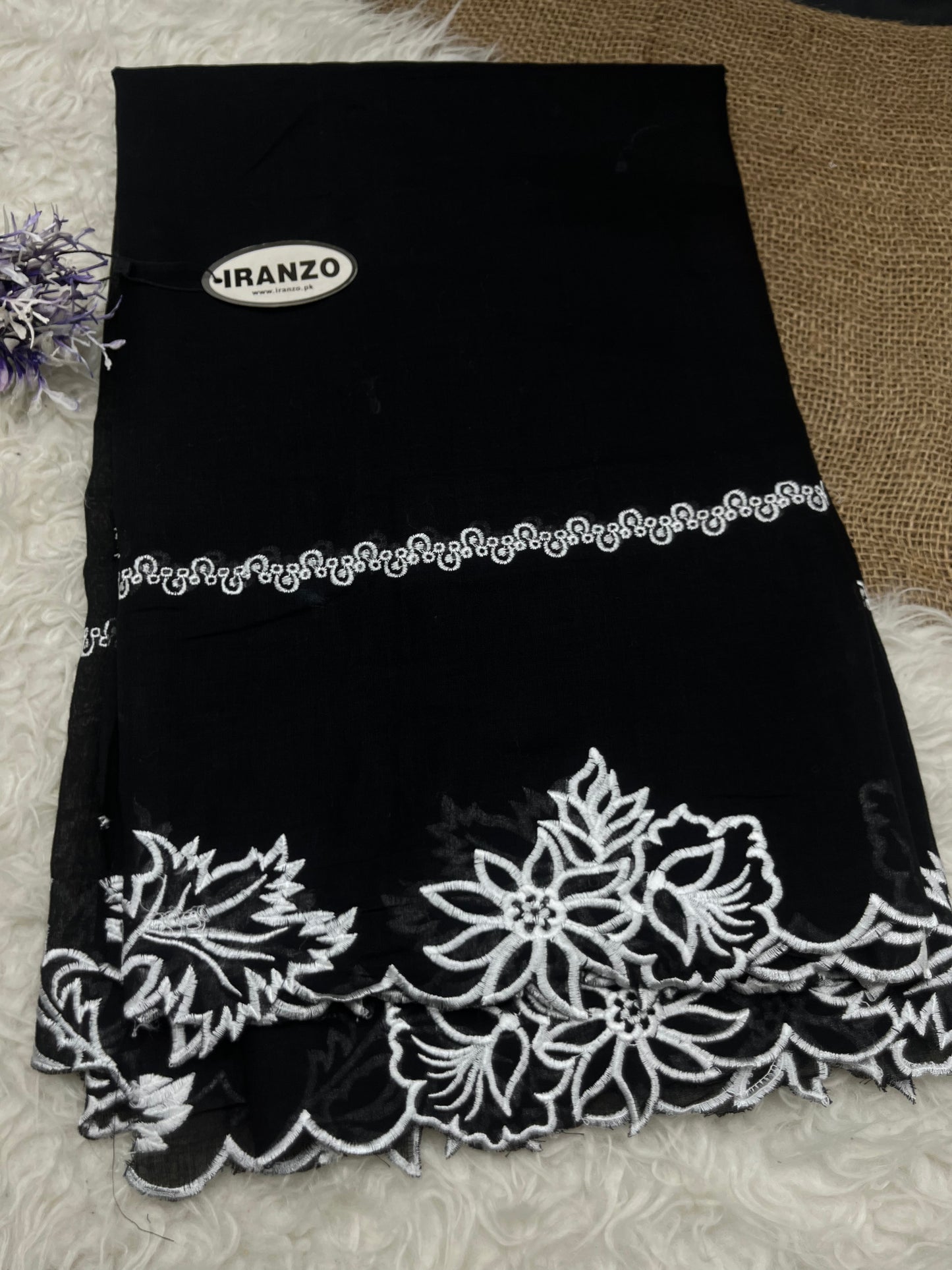Embroidered Two Side Border Lawn Voil Dupatta Just In
