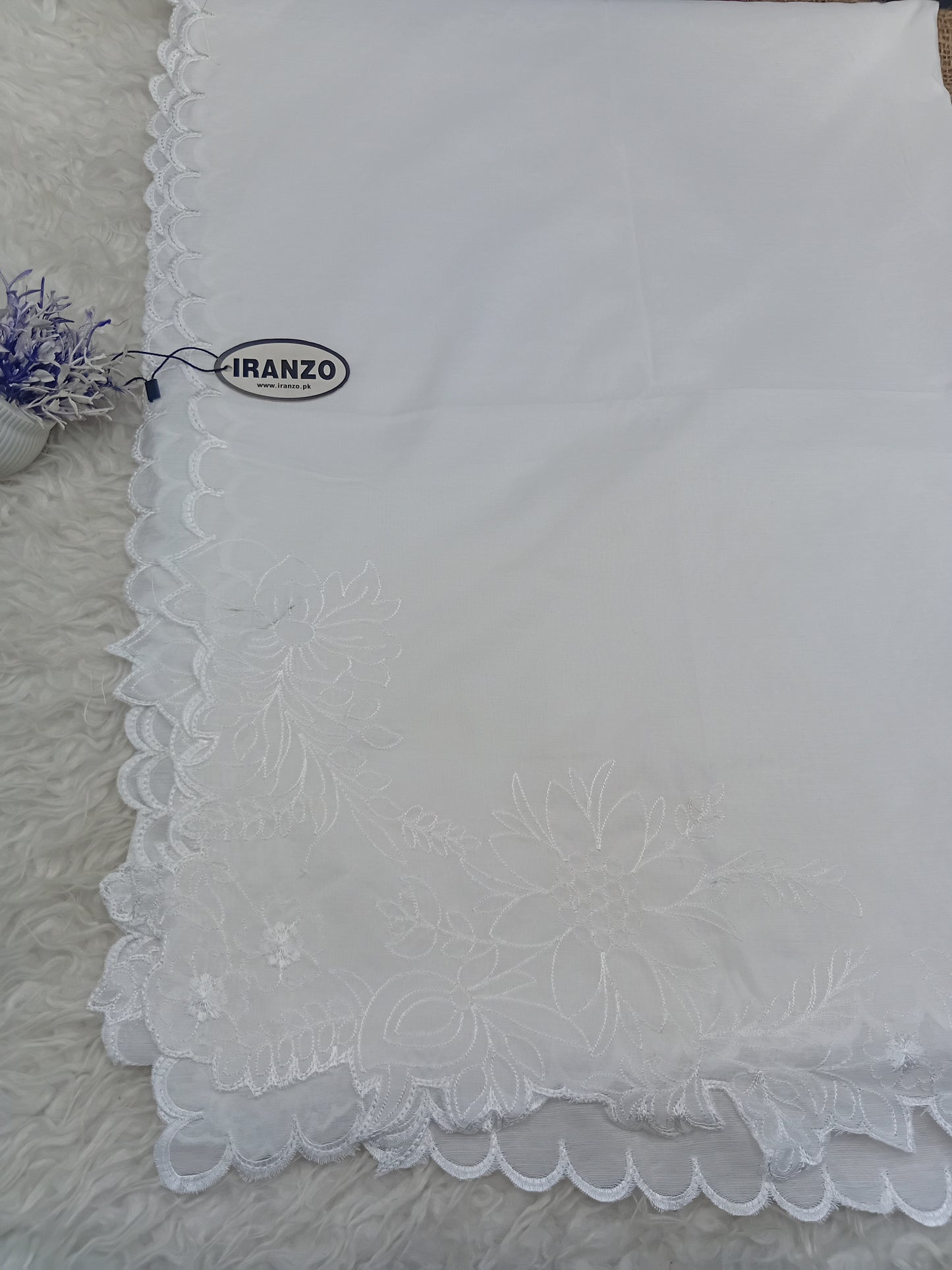 Elegant Four Side Embroidered Paper Cotton Dyeable Dupatta Just In
