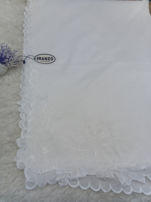 Elegant Four Side Embroidered Paper Cotton Dyeable Dupatta Just In