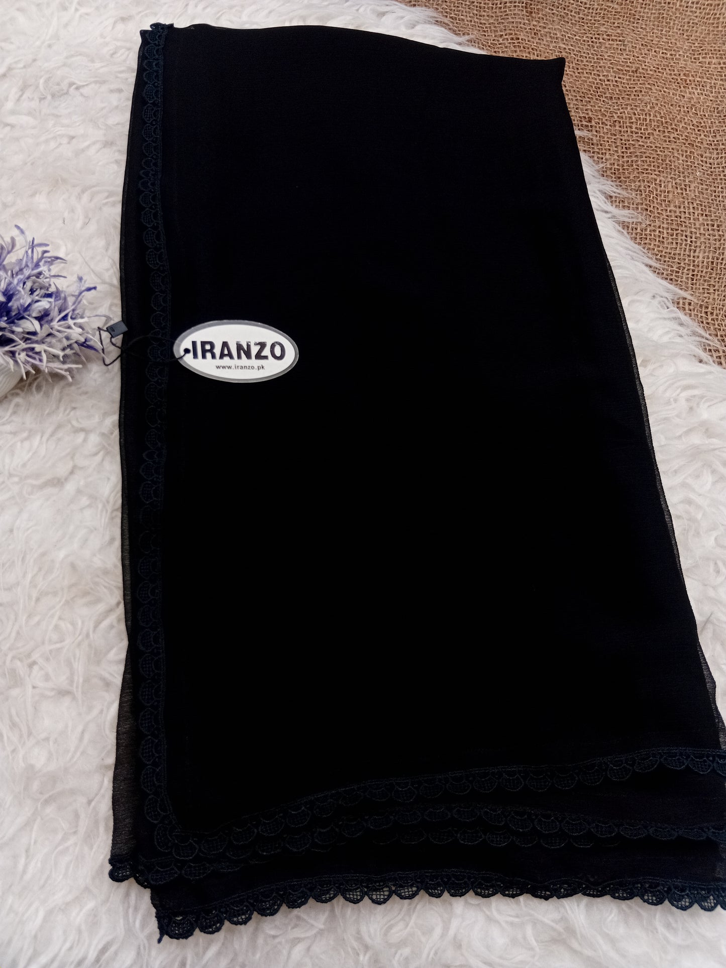 Black Chiffon Dupatta Four Side Lace Just In