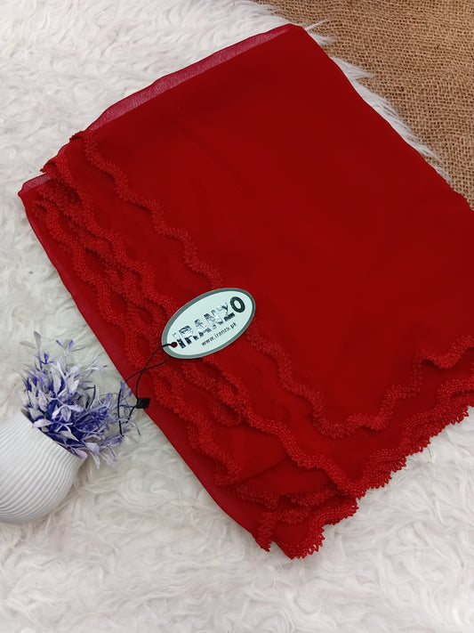 Chiffon Dupatta Four Side Crochet Just In