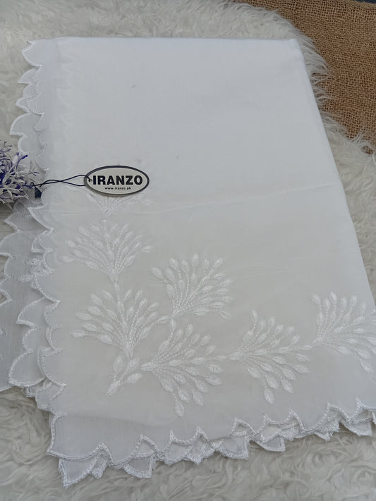 Elegant Four Side Embroidered Paper Cotton Dyeable Dupatta Just In