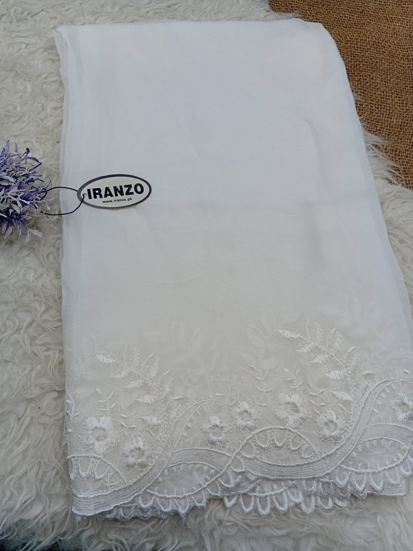 Two Side Border Dyeable Embroidered Chiffon Dupatta Just In