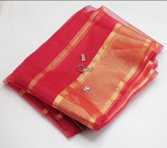 Red Organza Dupatta