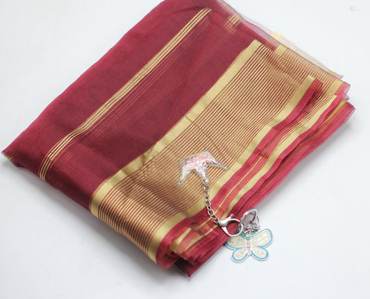 Maroon Organza Dupatta